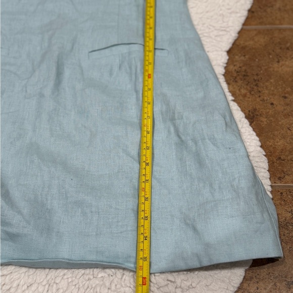NWT Reformation Phillipa Linen Mini Dress Sz 12 Aquamarine Coastal Beach Vacatio - Picture 12 of 12